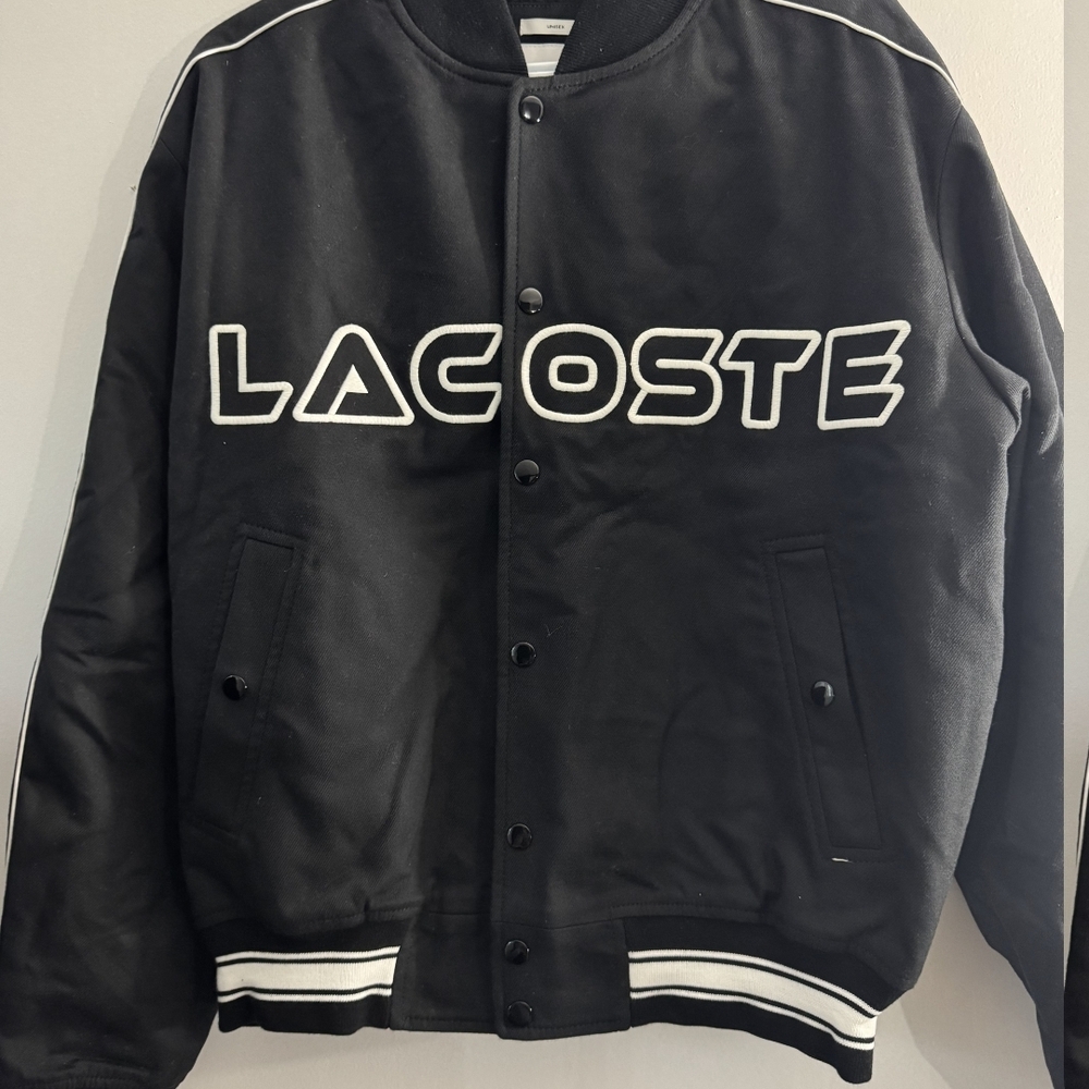 Lacoste Black Varsity Jacket with White Accents